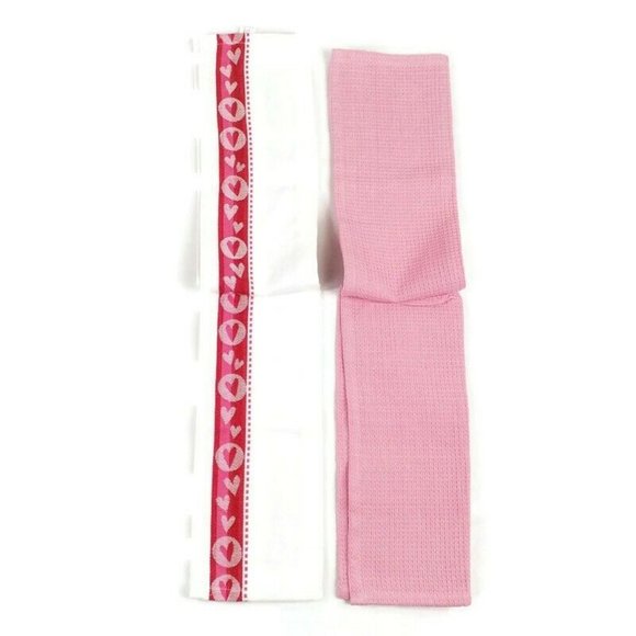 Kane Home Pink White Valentine Theme Kitchen Towel Set Two Piece NWT - Picture 4 of 6